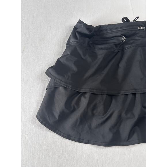 Athleta Tiered Skirt Skort Black Ruffles Built in Shorts Size XS Drawstring - Picture 3 of 10
